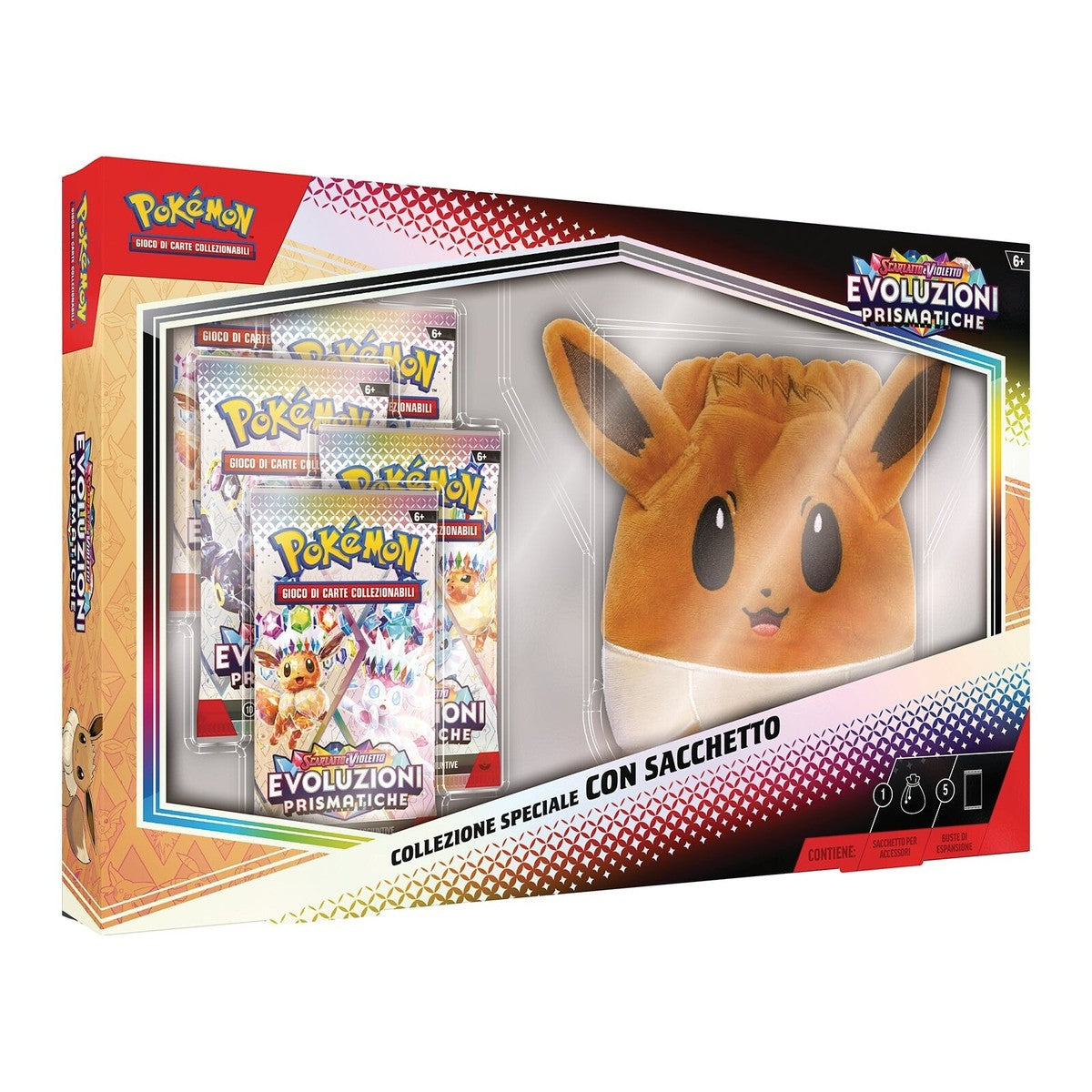 Pokemon collezione speciale con sacchetto eevee Evoluzioni Prismatiche ita